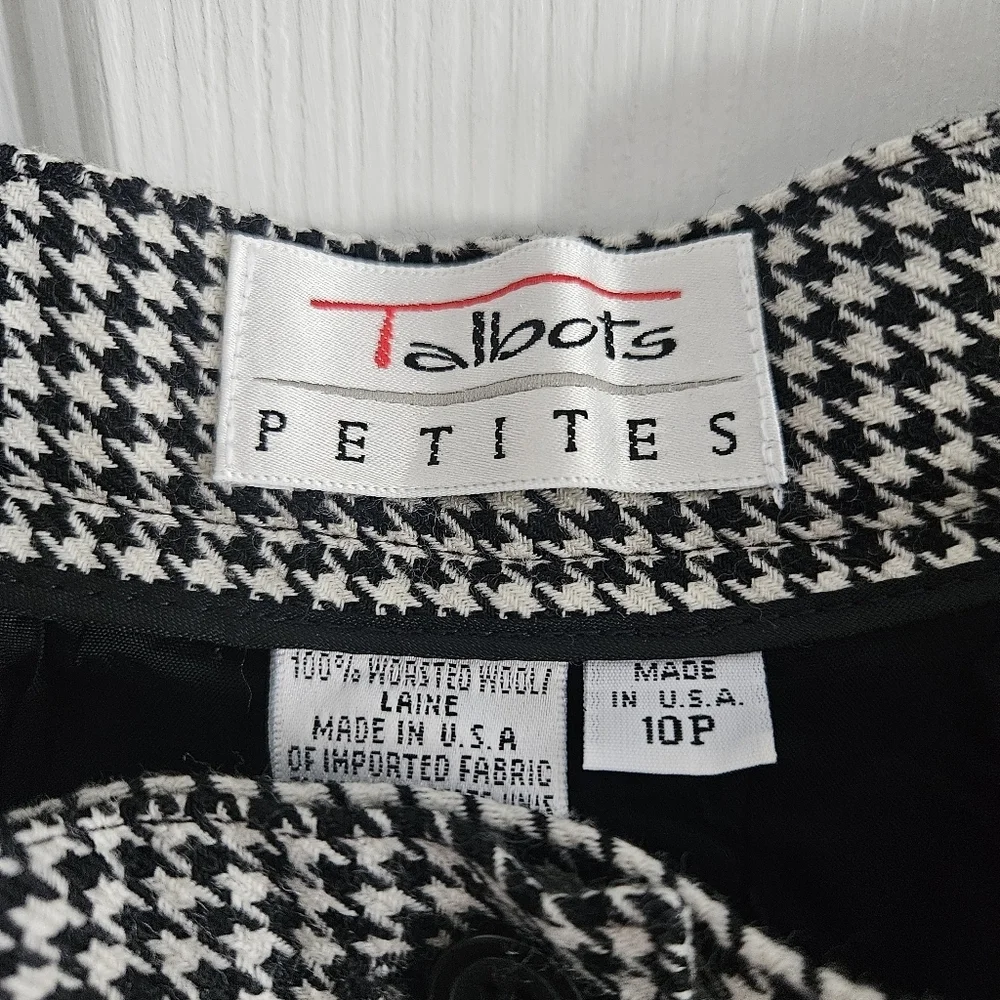 Vintage Talbots 100% Wool Houndstooth High Waisted Trousers